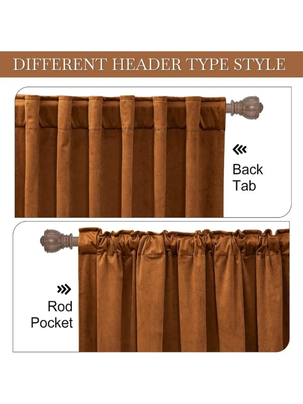 Burnt Orange Velvet Curtains for Living Room - 90” Long, Cozy Fall Decor